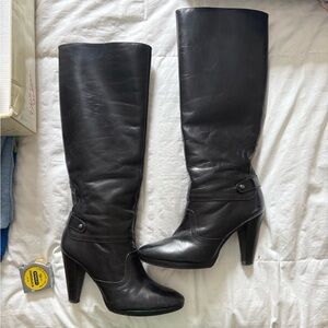 Black Leather Heeled Boots